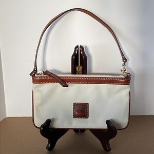 Dooney & Bourke Wristlet Keychain Mini Wallet Coin CreditCard Purse White/Brown